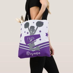 Paarse Zilveren Sterren Cheer Cheerleading Tote Bag