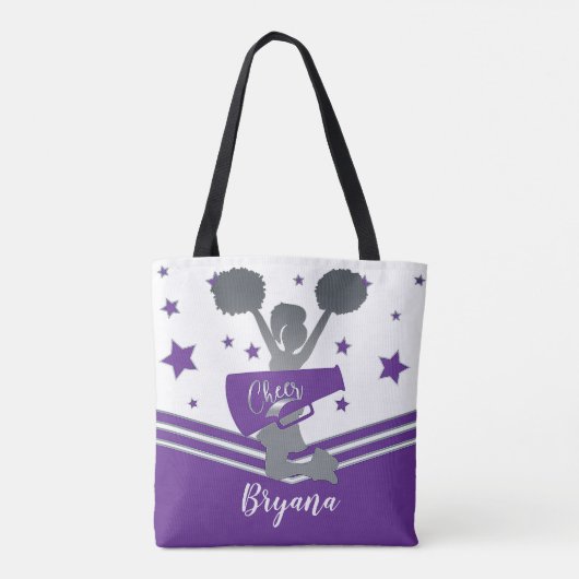 Paarse Zilveren Sterren Cheer-leading Tote Bag (Achterkant)