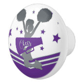 Paarse zilveren sterren juichen cheerleading meisj keramische knop (Rechts)