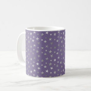 Paarse Zilveren Sterren Koffiemok