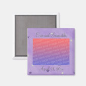 Paarse zilveren sterren, Sla de datum foto magnete Magneet (Voorkant / Achterkant)