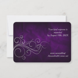 Paarse Zilveren Swirl Bruiloft RSVP Kaart