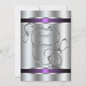 Paarse zilveren swirl Elegant Sweet Sixteen Kaart (Voorkant)