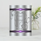 Paarse zilveren swirl Elegant Sweet Sixteen Kaart (Staand voorkant)