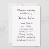 Paarse zilveren swirl Elegant Sweet Sixteen Kaart (Achterkant)