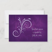 Paarse Zilveren Swirl Wedding RSVP (Voorkant)