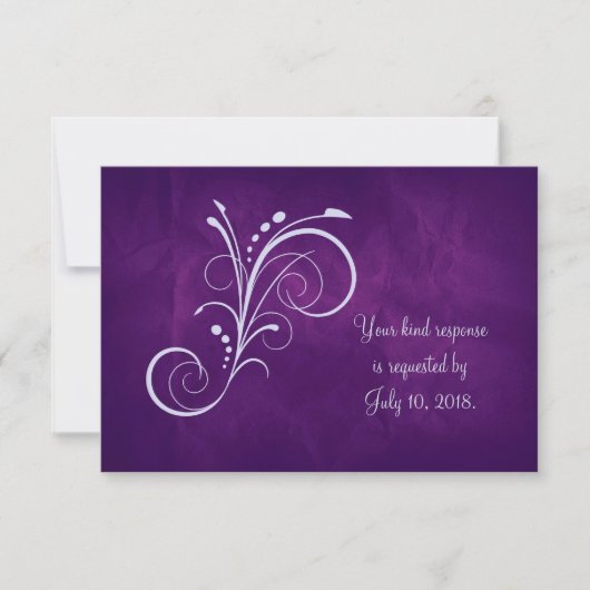 Paarse Zilveren Swirl Wedding RSVP (Voorkant)