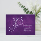 Paarse Zilveren Swirl Wedding RSVP (Staand voorkant)
