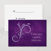 Paarse Zilveren Swirl Wedding RSVP (Voorkant / Achterkant)