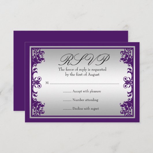 Paarse zilveren  Vlaanderen met rolgordijn RSVP (Voorkant / Achterkant)