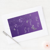 Paarse, zilveren vlinder bloemenwijn label Sticker (Envelop)