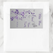 Paarse, zilveren vlinder bloemenwijn label Sticker (Tas)
