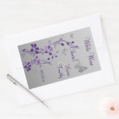 Paarse, zilveren vlinder bloemenwijn label Sticker (Envelop)