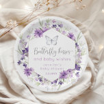 Paarse zilveren vlinder kussen baby shower papieren bordje<br><div class="desc">Paarse zilveren vlinder kussen baby shower Papieren Borden Matching items beschikbaar.</div>