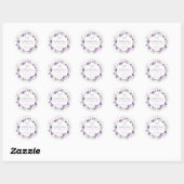 Paarse zilveren vlinder kussen baby shower ronde sticker (Vel)