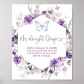 Paarse zilveren vlinder Midnight diapers Po Poster (Voorkant)