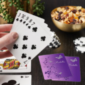 Paarse, zilveren vlindertapijten pokerkaarten (Insitu)