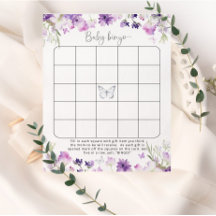 Paarse zilveren vlindervaar baby bingo