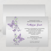 Paarse zilveren vlinderwerveling kaart (Voorkant / Achterkant)