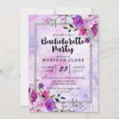 Paarse & Zilveren vrijgezellenfeest uitnodiging (Voorkant)