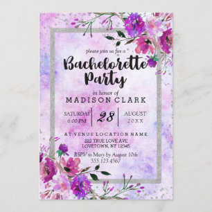 Paarse & Zilveren vrijgezellenfeest uitnodiging