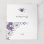 Paarse Zilveren Waterverf Bloemen Huwelijksrecepti Plaatskaartje (Buitenkant ongevouwen)