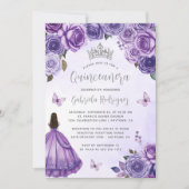 Paarse zilveren Waterverf Quinceañera Kaart (Voorkant)