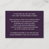 paarse Zilveren Winter bruiloft wens goed Informatiekaartje (Achterkant)