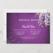 Paarse zilveren Wisteria repetitie dineruitnodigin Kaart (Voorkant)
