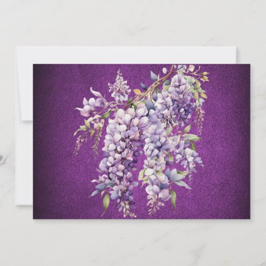 Paarse zilveren Wisteria repetitie dineruitnodigin Kaart (Achterkant)