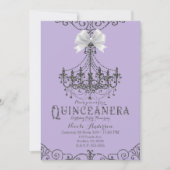 Paarse & zilveren witte boog quinceañera 15 15e kaart (Voorkant)