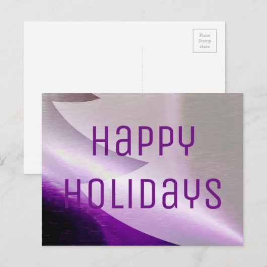 Paarse zilveren witte kerstboom elegant stijlvol feestdagenkaart (Voorkant / Achterkant)