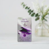 Paarse zilveren witte kerstboom elegant stijlvol visitekaartje (Staand voorkant)