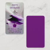 Paarse zilveren witte kerstboom elegant stijlvol visitekaartje (Voorkant / Achterkant)