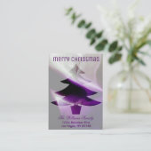 Paarse zilveren witte kerstboom elegant stijlvol visitekaartje (Staand voorkant)