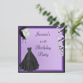 Paarse zilveren zwarte ballonnen Formele 21ste ver Kaart (Staand voorkant)