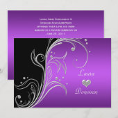 Paarse Zilveren Zwarte Bloemrijke Krullen Ontvangs Kaart (Voorkant / Achterkant)