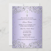 Paarse zilveren zwijn en kruisbaptisme kaart (Voorkant)