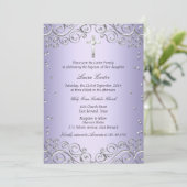 Paarse zilveren zwijn en kruisbaptisme kaart (Staand voorkant)