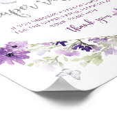 Paarse zilverflorale Butterfly diaper-raffinage Poster (Hoek)