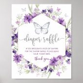 Paarse zilverflorale Butterfly diaper-raffinage Poster (Voorkant)