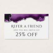 paarse zilverglitter Agate Referral-Kaart Visitekaartje (Voorkant)