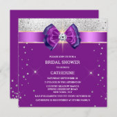 Paarse zilverglitter elegante schittering kaart (Voorkant / Achterkant)