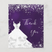 Paarse zilverglitter witte jurk bedankt (Voorkant)