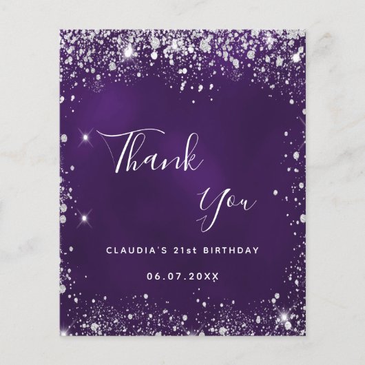 Paarse zilverglitterspleet bedankt (Voorkant)