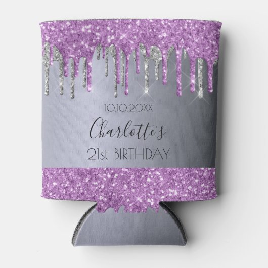 Paarse zilverglitterspleitten blikjeskoeler (Voorkant)