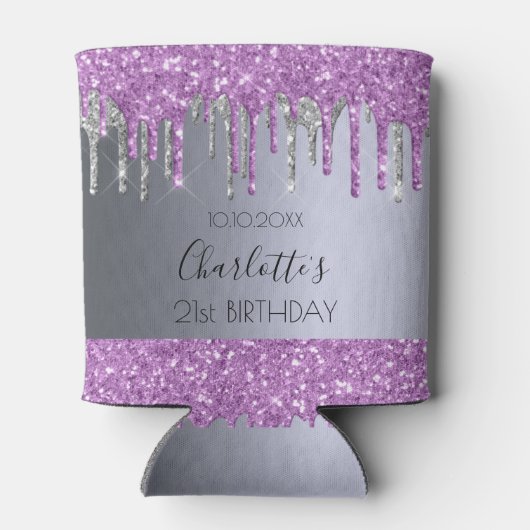 Paarse zilverglitterspleitten blikjeskoeler (Achterkant)