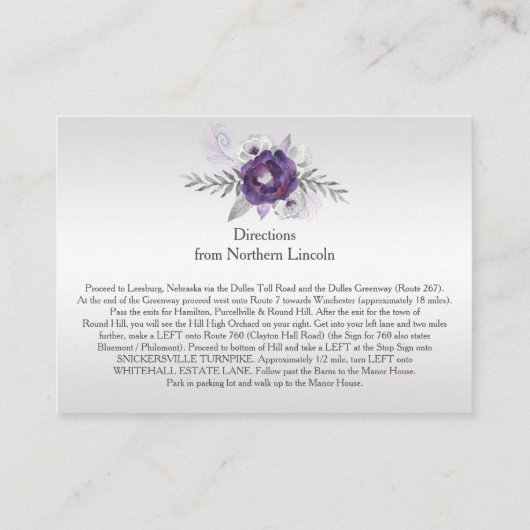 Paarse zilvergrijs bloemdetail behuizing Kaarten (Achterkant)