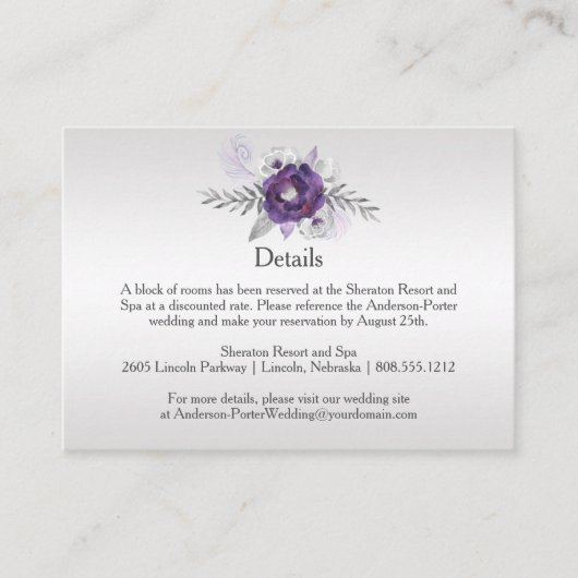 Paarse zilvergrijs bloemdetail behuizing Kaarten (Voorkant)