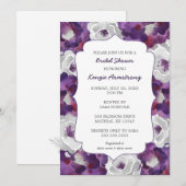 Paarse zilvergrijs bloemig vrijgezellenfeest nodig kaart (Voorkant / Achterkant)